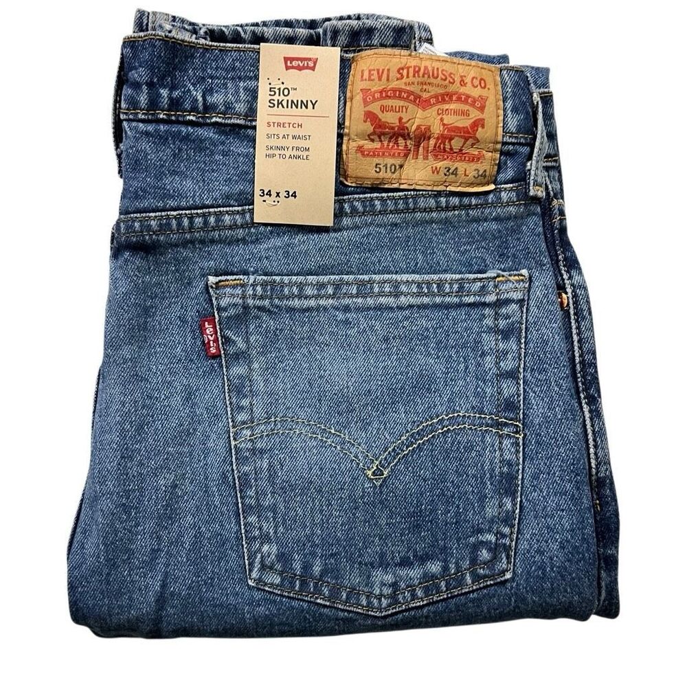 NWT Men’s Levi’s 510 Skinny Jeans 34x34 Stretch Denim Blue Medium Wash Classic